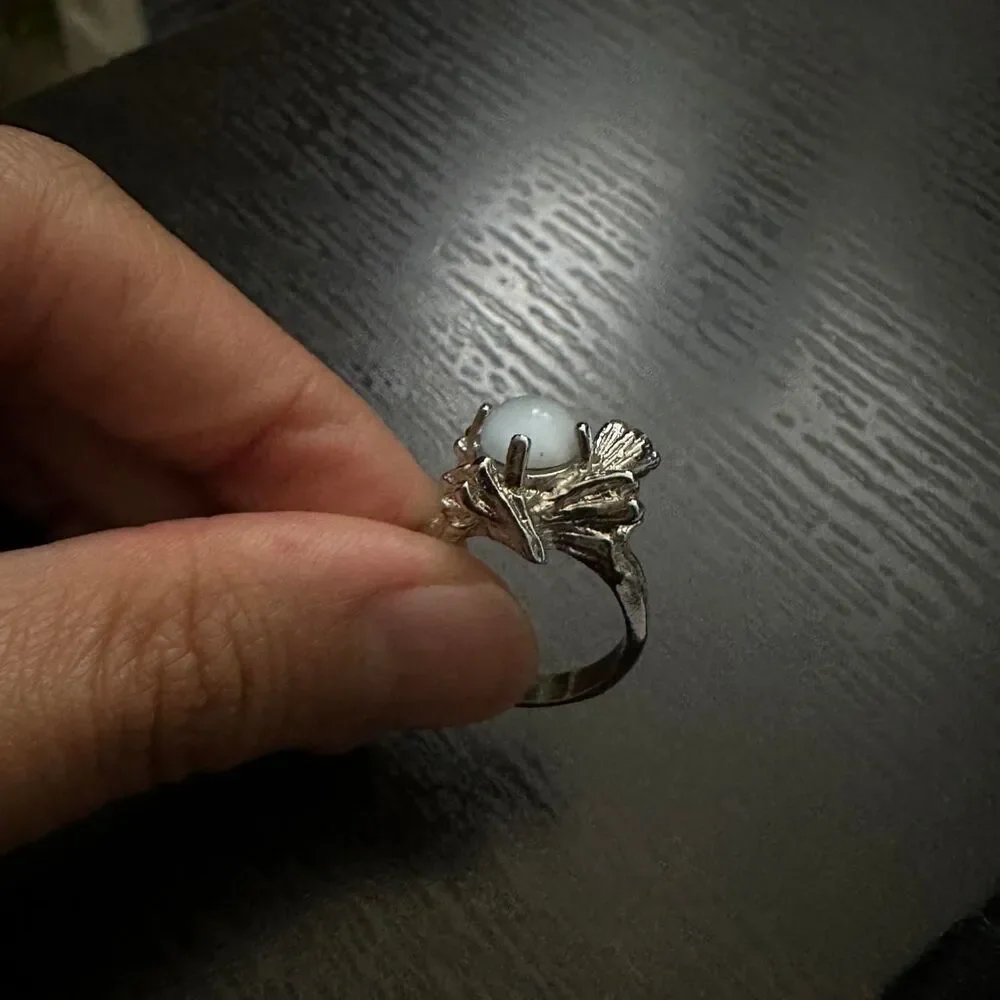 Chunky Silver Ring with Moonstone